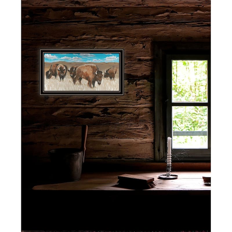 TrendyDecor4U "Bison Herd 1" Framed Print Wall Art