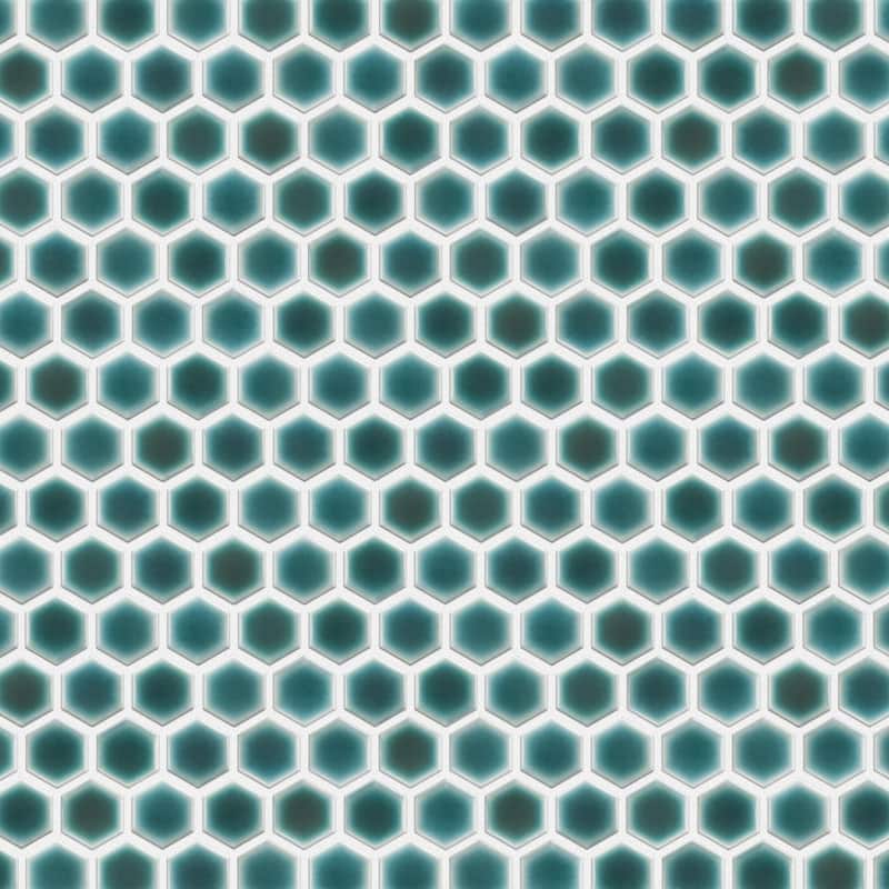 Merola Tile Hudson 1" Hex Emerald 11-7/8" x 13-1/4" Porcelain Mosaic Floor and Wall Tile