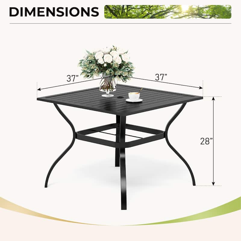 MAISON ARTS 5-Piece Metal E-coat Indoor/Outdoor 37-in Square Dining Table and Armchairs - N/A