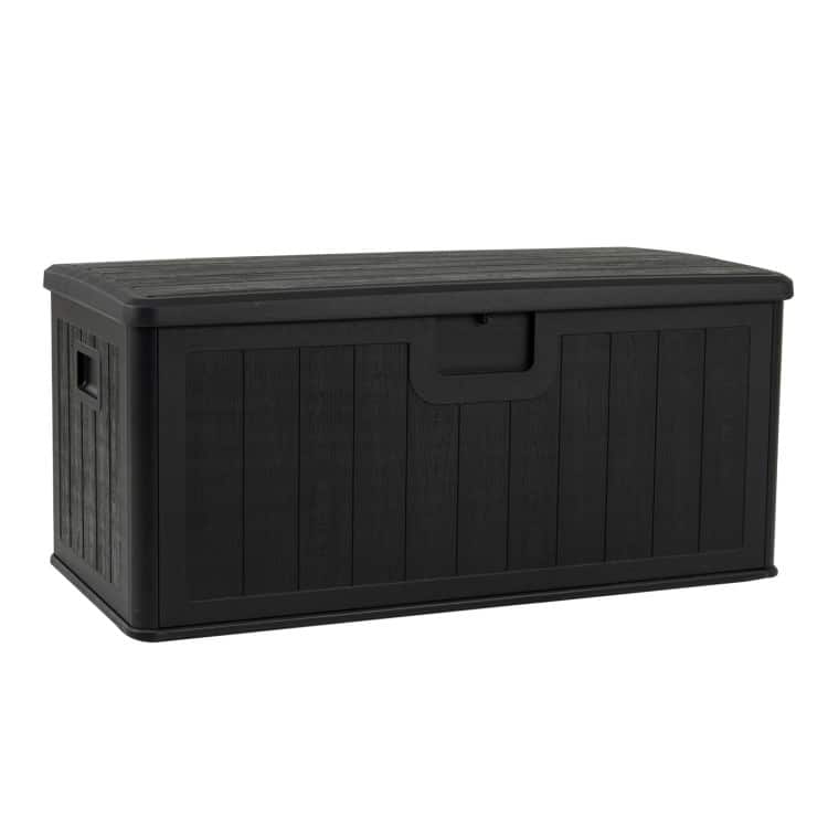 HDPE Outdoor Storage Deck Box with Aluminum Lid and Bench Top - 51" x 25" x 23" - Black