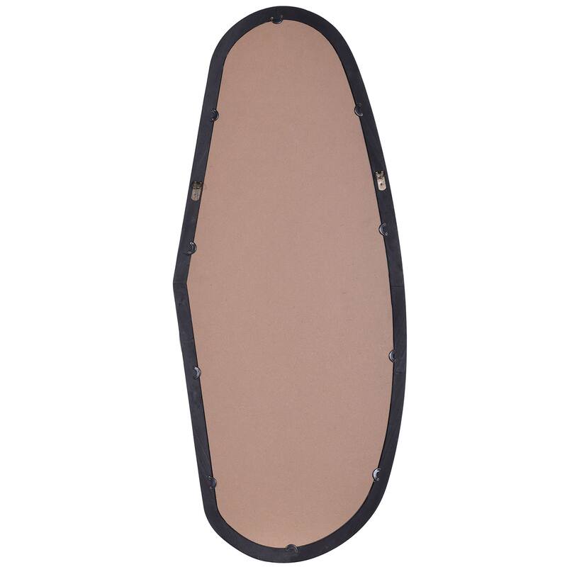 Mirror With Organic Shape And Knob Frame - Matte Black Finish