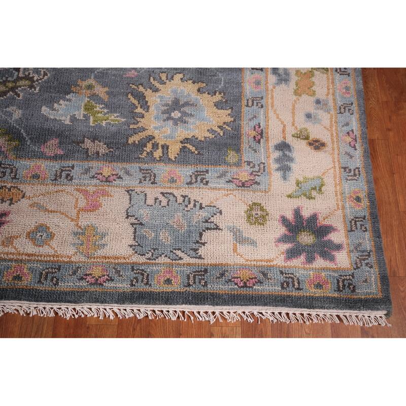 All-Over Floral Oushak Indian Area Rug Handmade Wool Carpet - 8'0"x 9'10"
