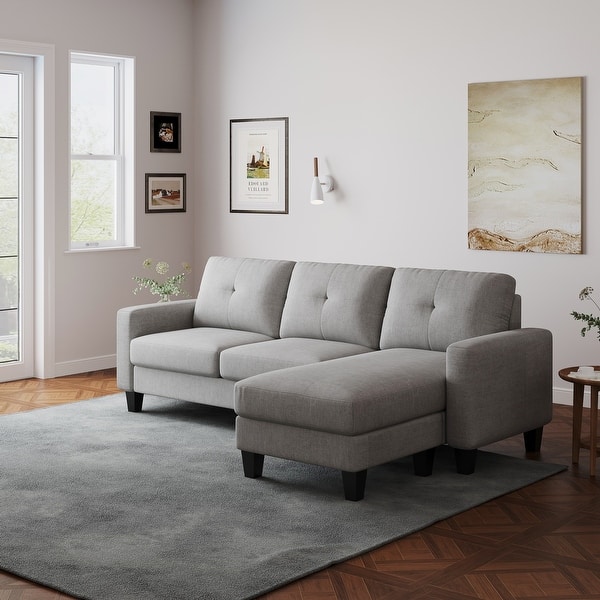 Grey Polyester L-Shaped Couch for Small Spaces - Bed Bath & Beyond