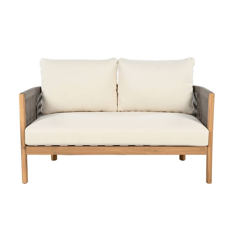 Christopher Knight Home - Everly 5-Piece Acacia Wood & Woven Rope Outdoor Furniture Set