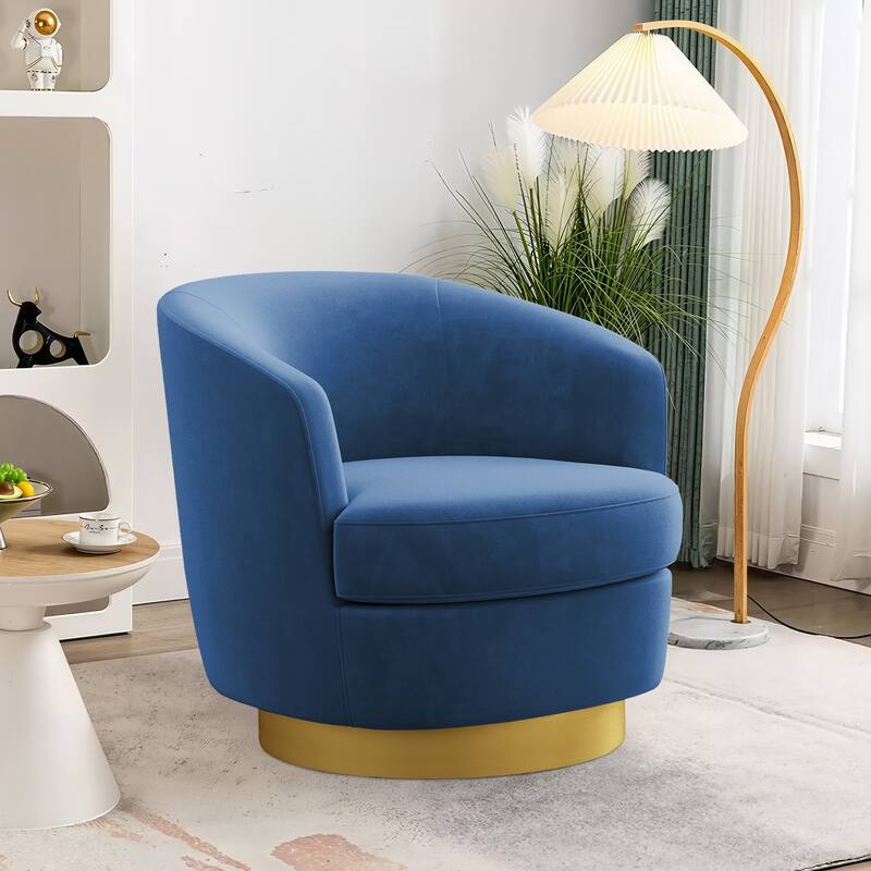 360 Degree Velvet Swivel Club Chair, Soft & Comfotable