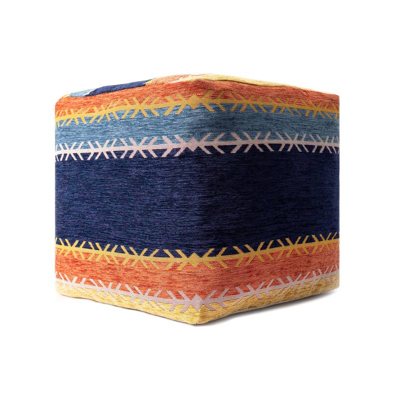 Sevita Multi Bohemian Striped Polyester Blend Pouf