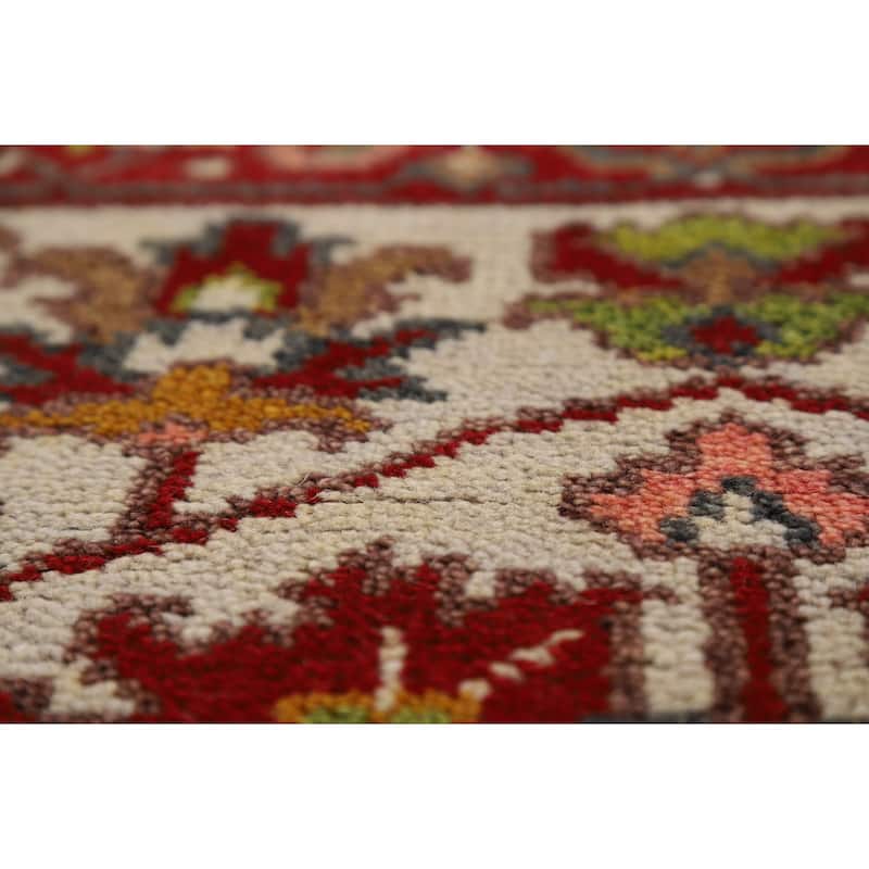 Floral Ivory Oushak Indian Foyer Rug Handmade Wool Carpet - 2'10"x 4'10"