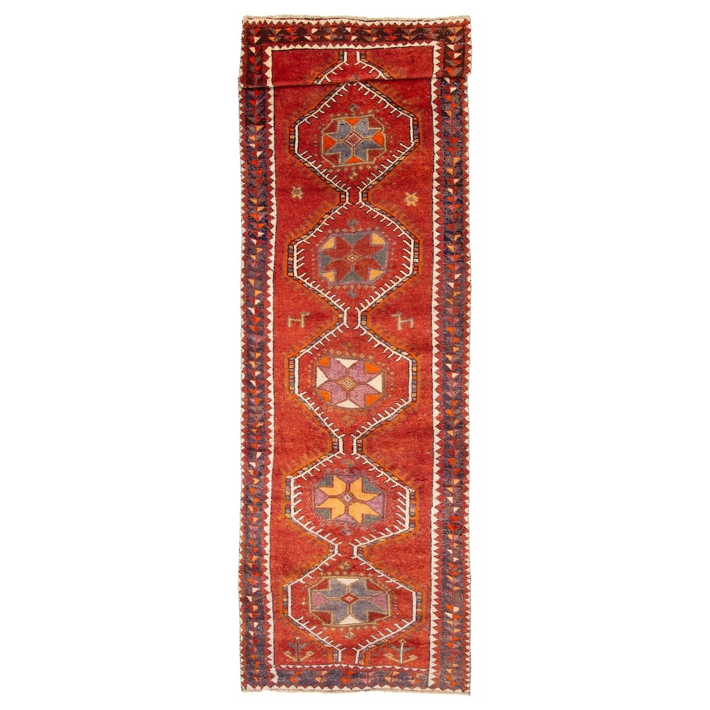 ECARPETGALLERY Hand-knotted Melis Vintage Dark Copper Wool Rug - 3'10 x 13'0