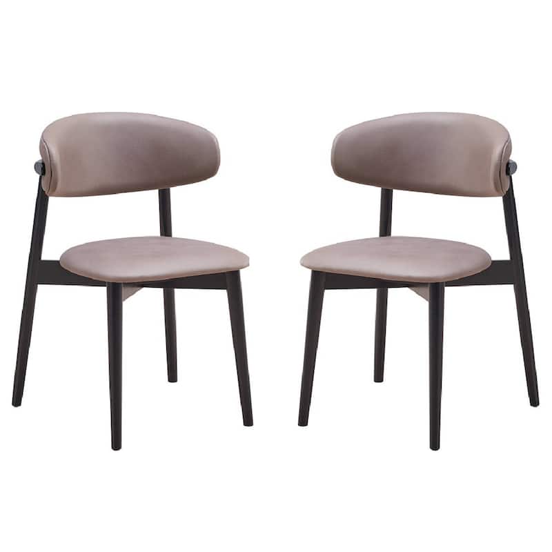 Black/Gray Fabric Upholstered Wood Frame Dining Chair, Set of 2, Sturdy Dining Chair for Dining Rooms - 19.5