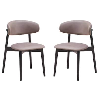 Black/Gray Fabric Upholstered Wood Frame Dining Chair, Set of 2, Sturdy Dining Chair for Dining Rooms - 19.5