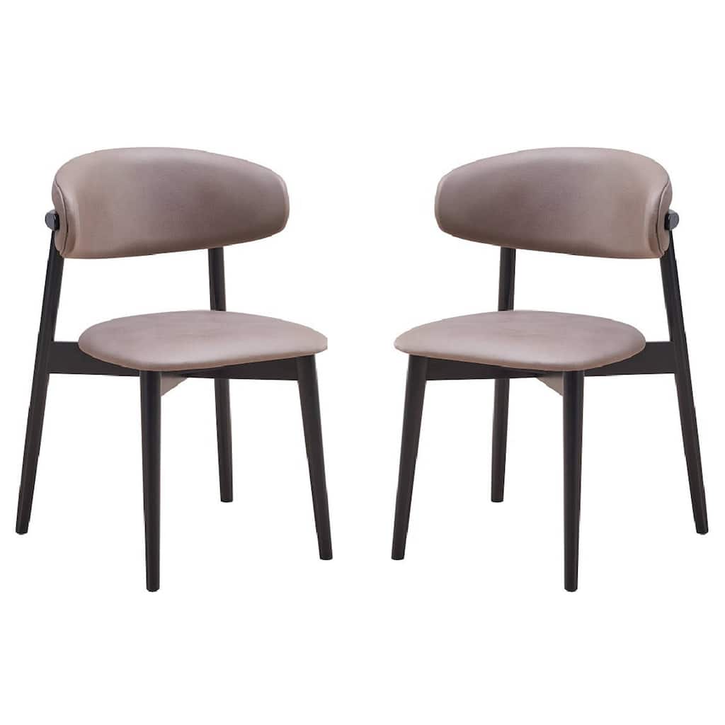 Black/Gray Fabric Upholstered Wood Frame Dining Chair, Set of 2, Sturdy Dining Chair for Dining Rooms - 19.5