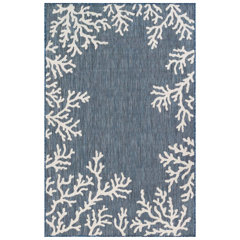Liora Manne Carmel Coral Border Indoor/Outdoor Area Rug - 6'6" x 9'4" - Navy