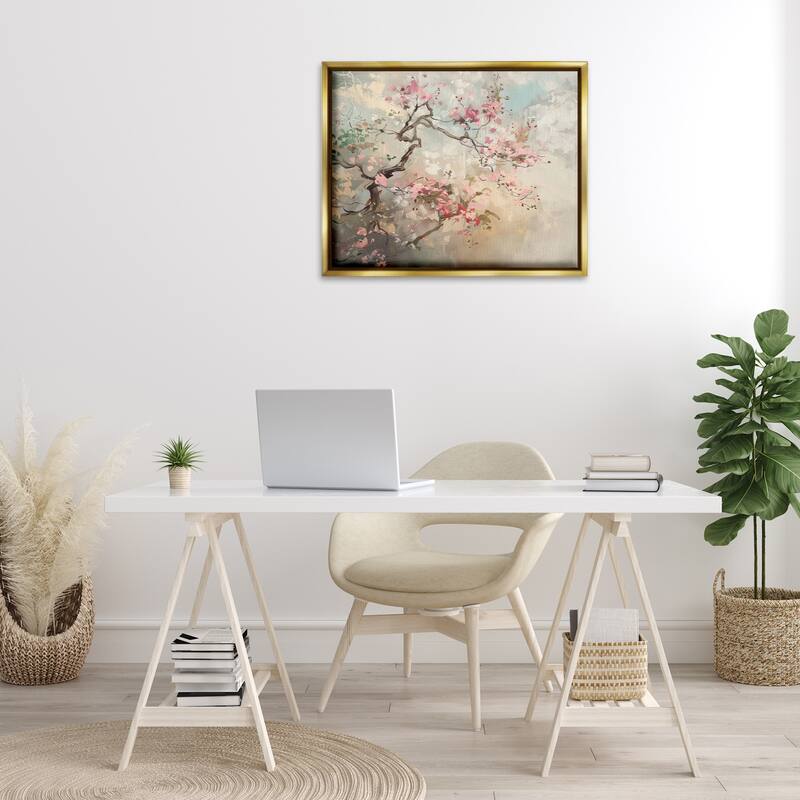 Stupell Wild Cherry Blossoms Tree Framed Floater Canvas Wall Art Design By Arlington Prints