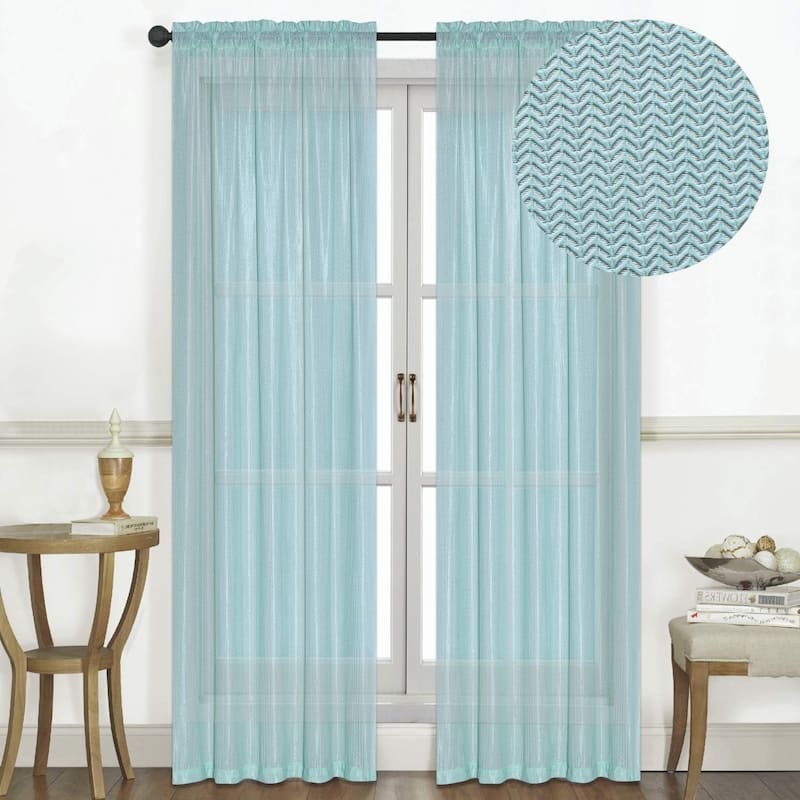 Raleigh Curtain Panel Rod Pocket 3D Textured Jacquard 54" x 90" Single Panel - 54"x90" - Mint