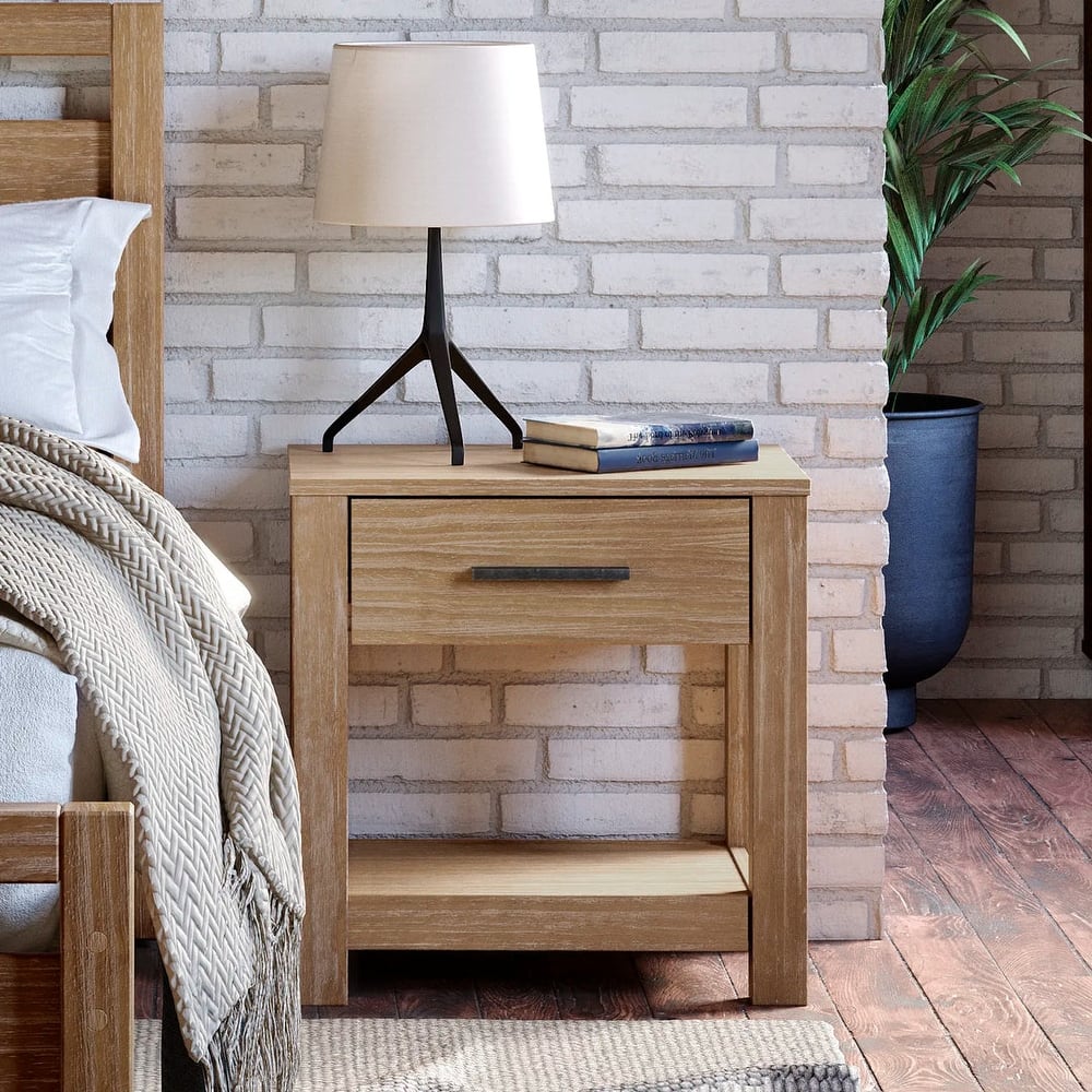 Grain Wood Furniture Loft Solid Wood 1-drawer Nightstand