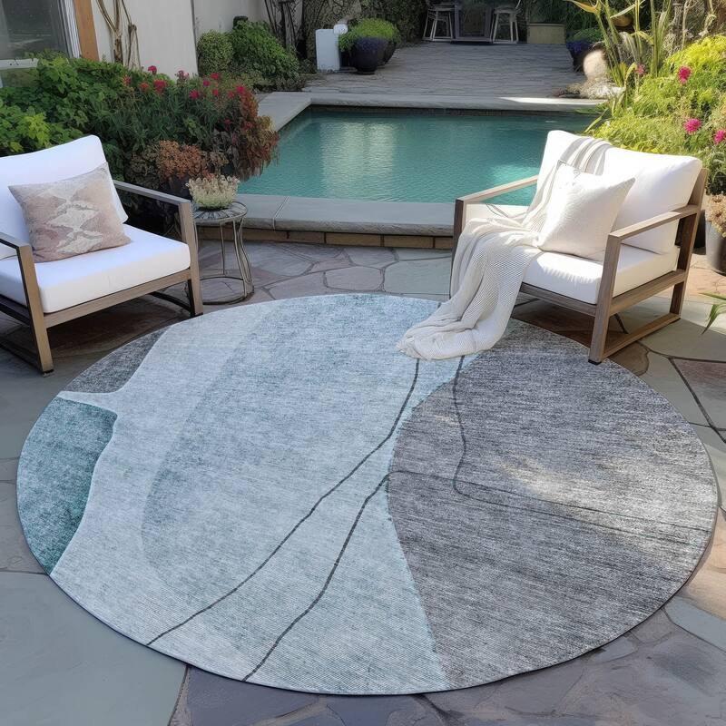 Machine Washable Indoor/ Outdoor Chantille Modern Abstract Rug