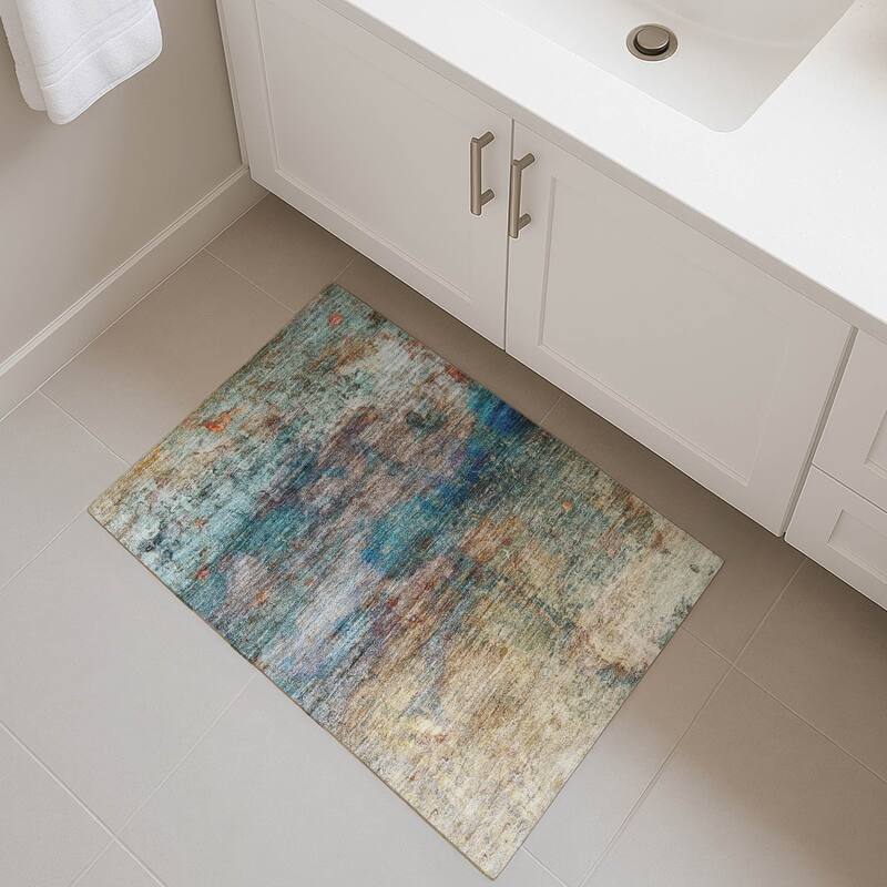 Premium Washable Super Soft Abstract Chic Mayfield Rug - Teal - 1'8" x 2'6"