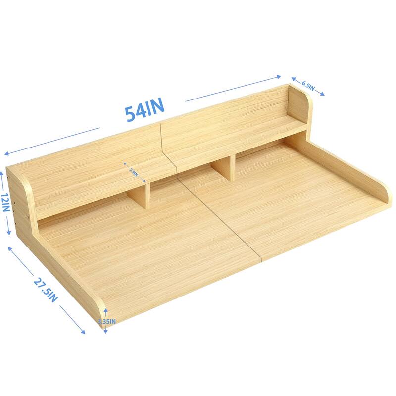 Washer Dryer Countertop, Laundry Wood Shelf Topper with Edge, 54" Width x 27.5" Depth Double Layer Organizer