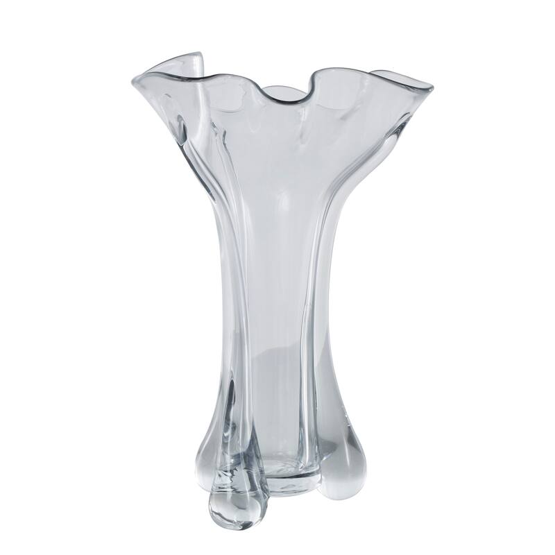 Clear Glass Fluted Tulip Abstract Vase