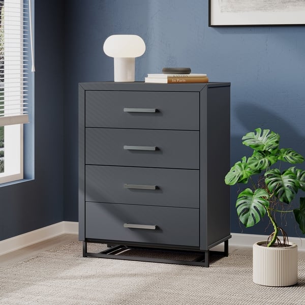 sachin and babi light blue dress Nio 48 inch Tall 4 Drawer Dresser Chest, Bracket Legs, Frame Handles, Gray - Gray, Gold