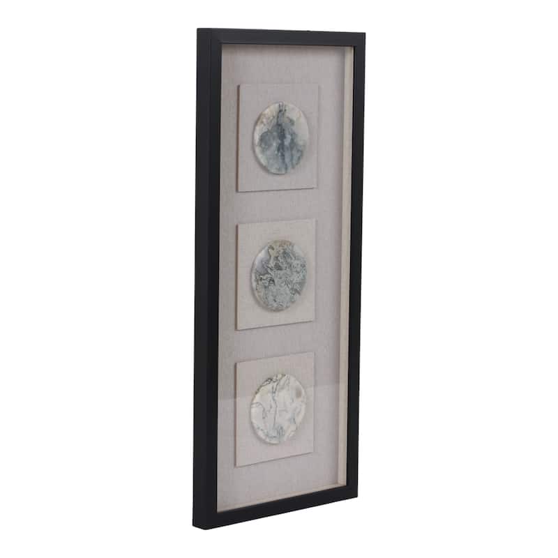 Stone Wall Decor Frame Three Circular Inlays Vertical - 28" Brown
