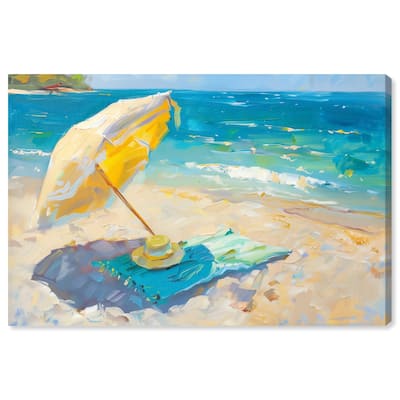 Art Remedy Morning Beach View Gallery Wrapped Colorful Coastal 1 Piece Canvas Wall Art