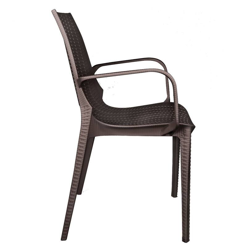 LeisureMod Kent Outdoor Stackable Dining Arm Chair, Set of 2