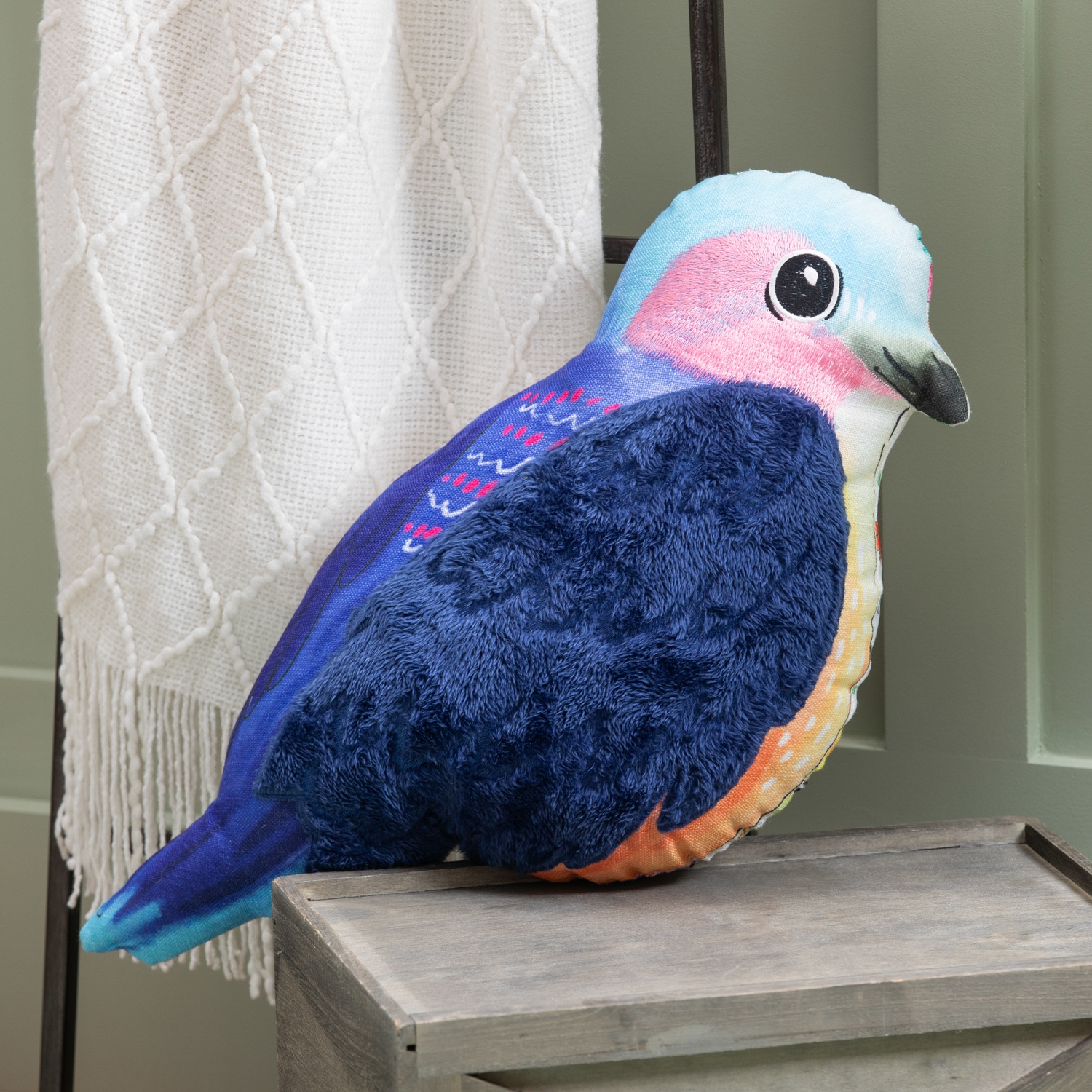 HomeRoots Set of Three 16 X 16 Gray and Blue Bird Indoor Outdoor Throw Pillow Bed Bath Beyond 40293731