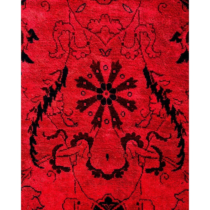 Overton Hand Knotted Wool Vintage Inspired Modern Contemporary Overdyed Pink Area Rug - 8' 0" x 10' 4"