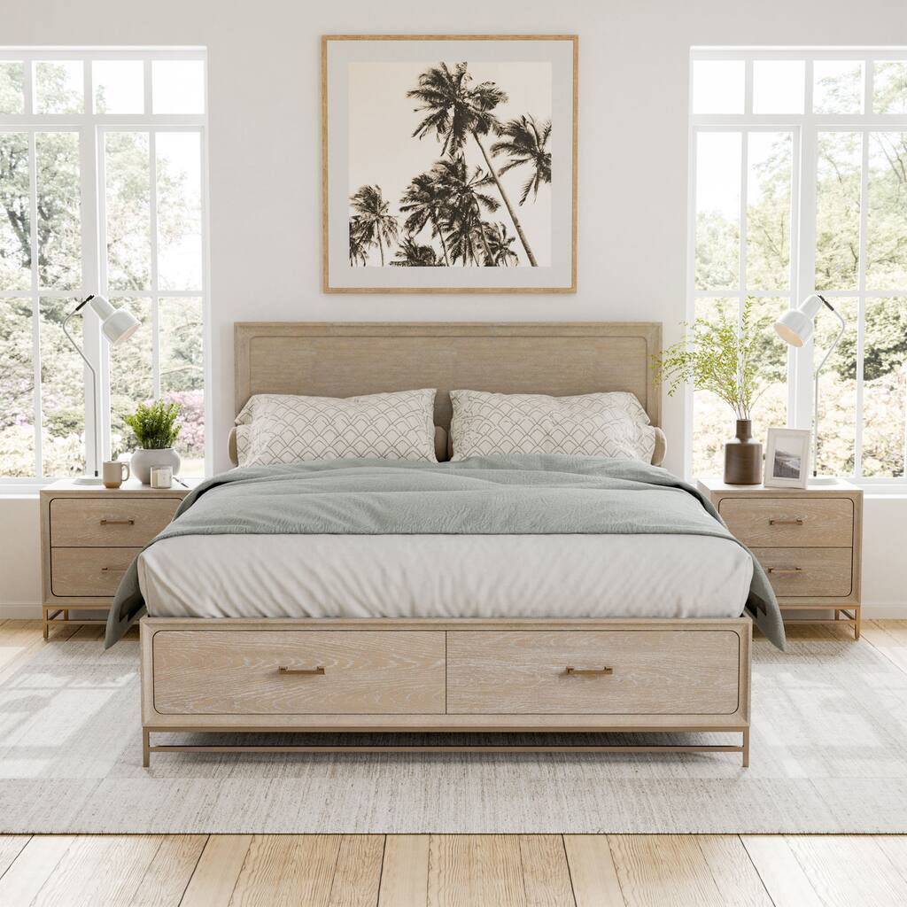 Furniture of America Drayden Modern Light Oak Solid Wood 3-Piece Bedroom Set