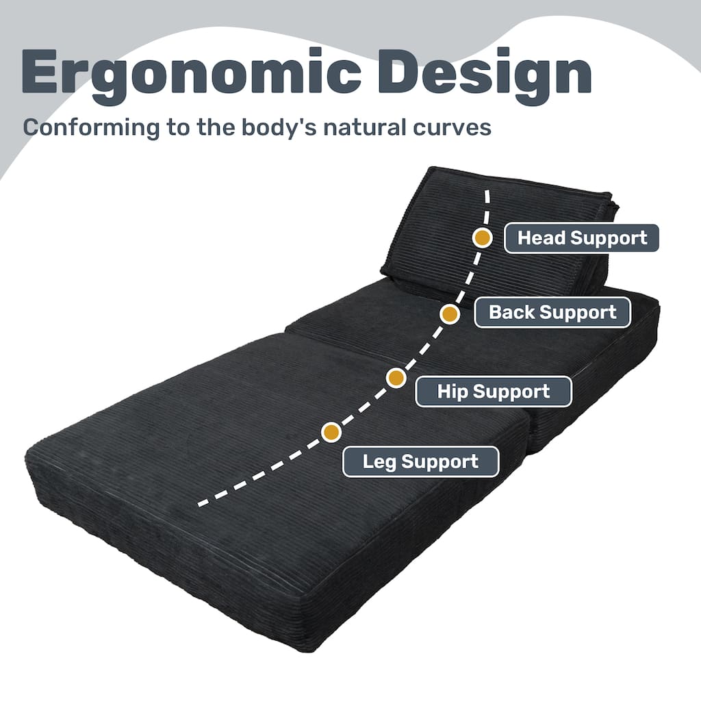 4-in-1 Convertible Sofa Bed with Foldable Chair, Fold Sleeper Sofa, Portable Fold Out Chair Bed, No Assembly Required