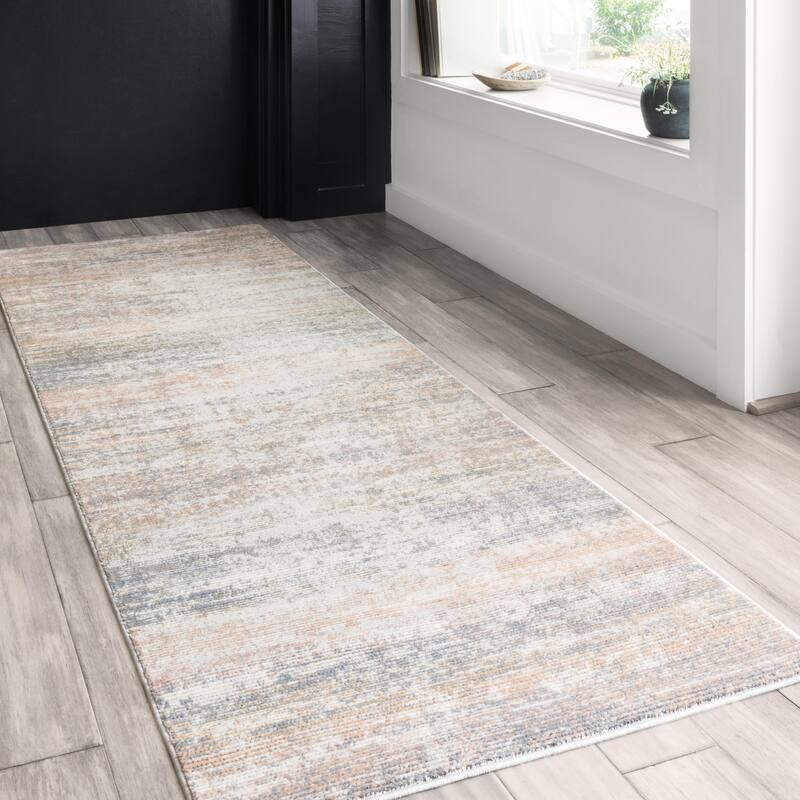 Alexander Home Heather Modern Abstract Area Rug - 2' 8" x 8' - Mist - Runner/Rectangle