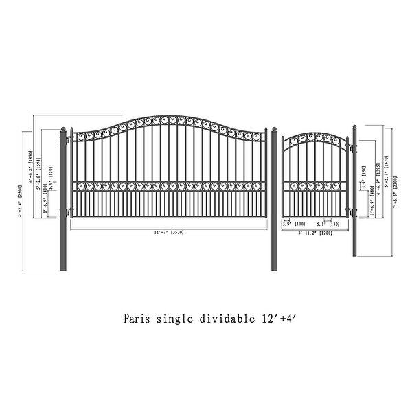 ALEKO Steel Swing Single 12 ft Driveway Gate Paris Style with ...