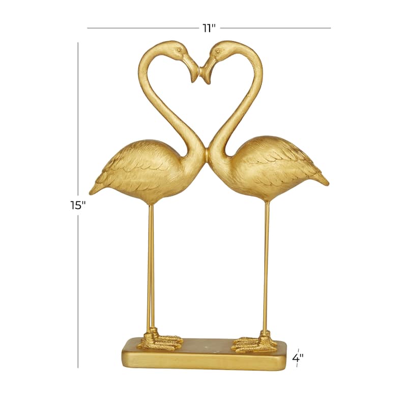 Radiant Gold Polystone Flamingo Decorative Sculpture