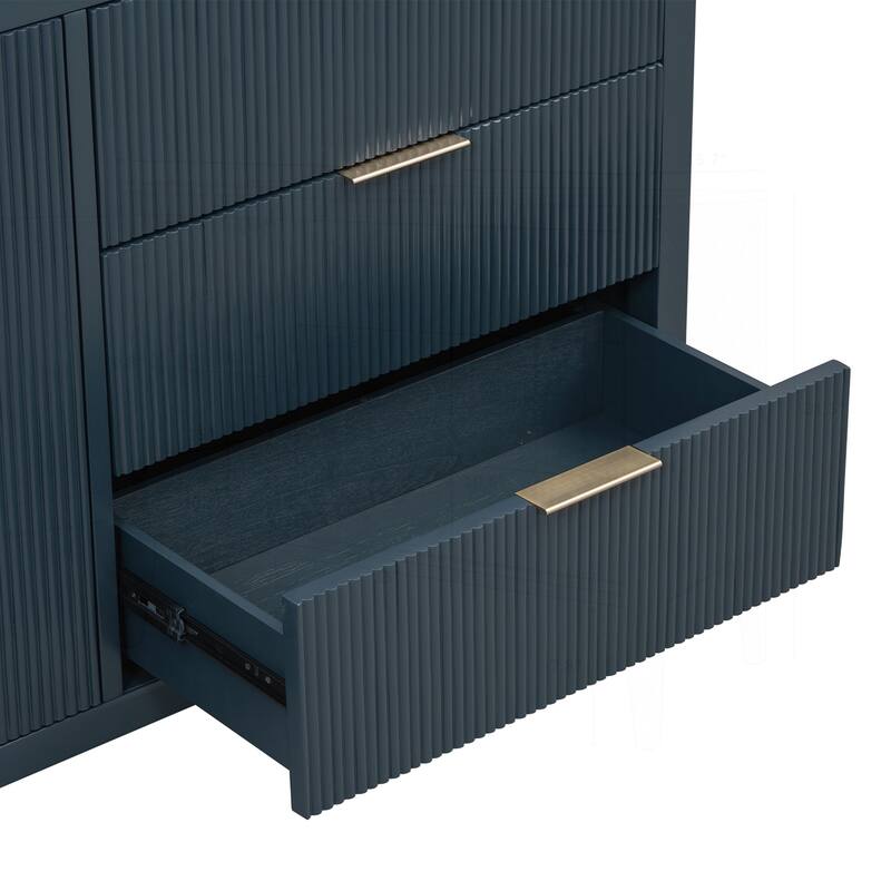 Minimalist Wave-Pattern Sideboard with Diverse Materials