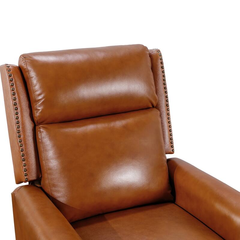 Genuine Leather Push Back Adjustable Recliner with Comfortable Arms for Living Room Chair