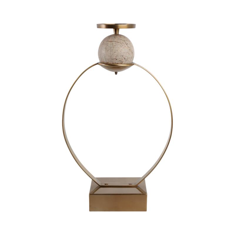 Candle Holder - Metal with Marble Sphere