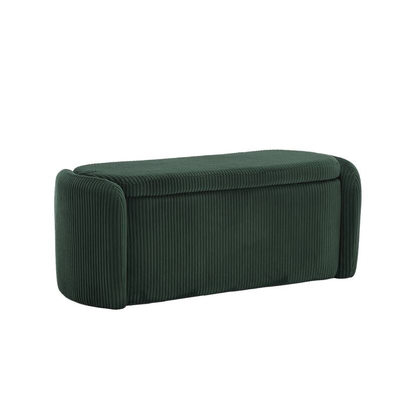 Bedroom End Bench,Upholstered Fabric Storage Ottoman with Safety Hinge, Entryway Padded Footstool,