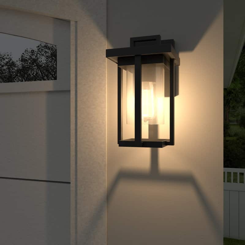 Acroma - 1 Light Steel & Glass Lantern Dimmable Outdoor Wall Light