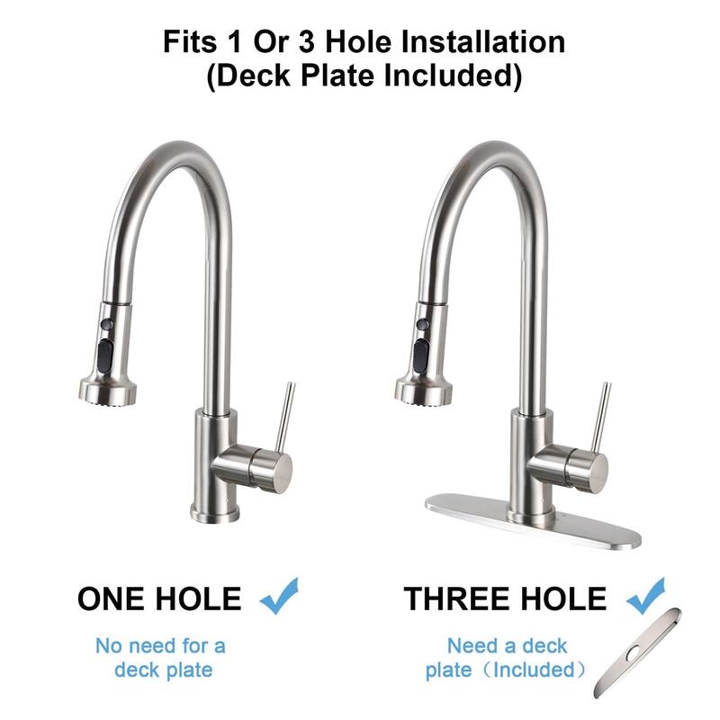 Single Handle Deck Mounted High Arc Pull Down Kitchen Faucet with Sprayer
