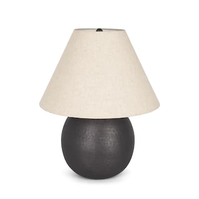 Sadiyah Black Brushed Metal w/ Beige Shade Table Lamp - 19.5L x 19.5W x 24.0H