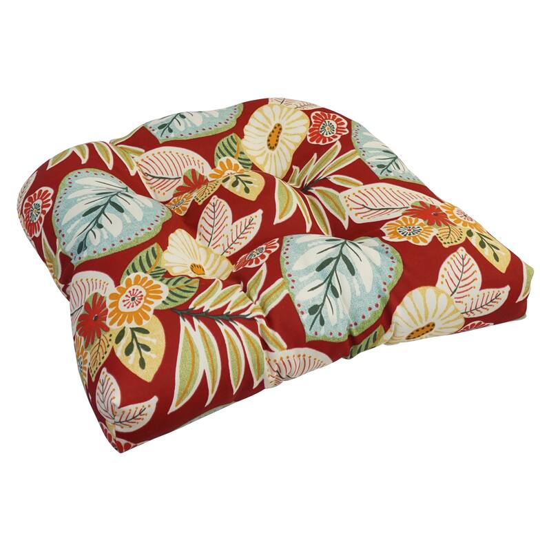 Blazing Needles 19-inch U-Shaped Polyester Outdoor Tufted Dining Chair Cushion