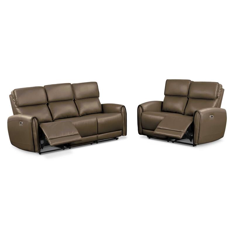 Furniture of America Elente Modern 2-Piece Power Recline Faux Leather Sofa and Loveseat Set