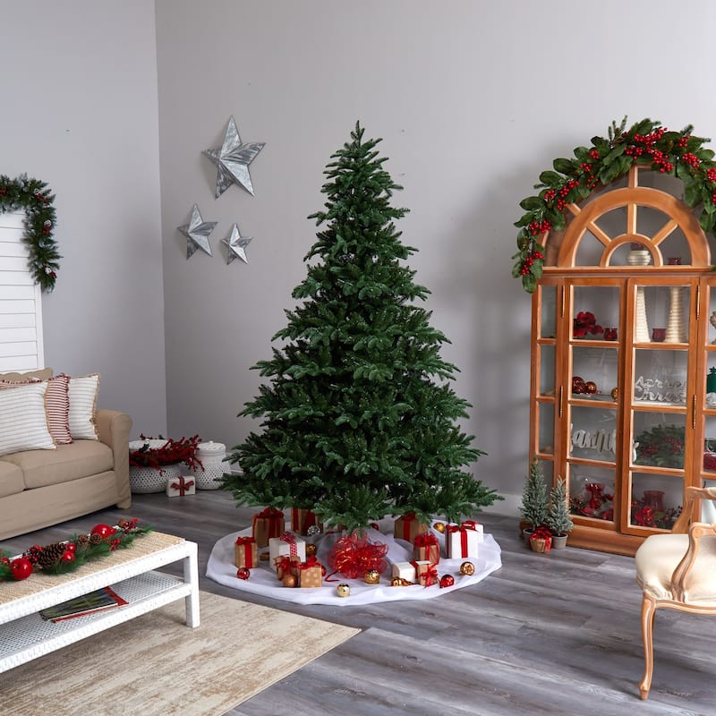 8ft. Spruce Artificial Christmas Tree with 700 Warm White Lights & 3412 Branches - Towering Holiday X-Mas Centerpiece