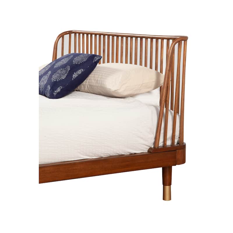 Alpine Furniture Belham Wood Platform Bed in Dark Walnut (Brown)