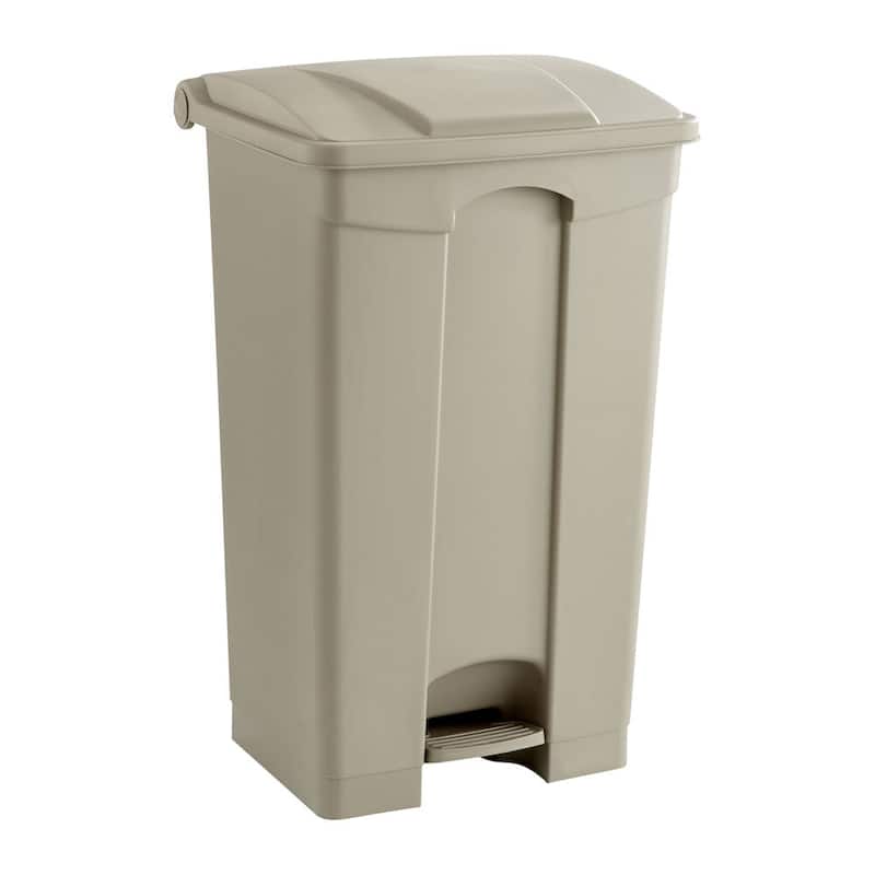 Large 23 Gallon Step-On Trash Can, Durable Plastic Garbage Can - Tan