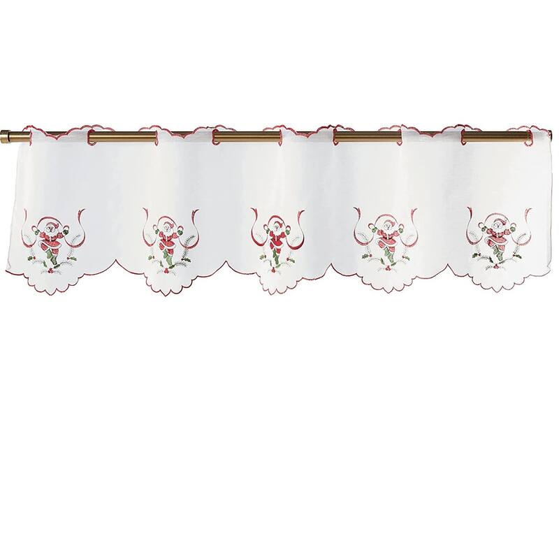 Violet Linen Seasonal Xmas Christmas Holiday Berry Pattern, Embroidered, 60" x 15", Straight, Grommet Curtain Valance