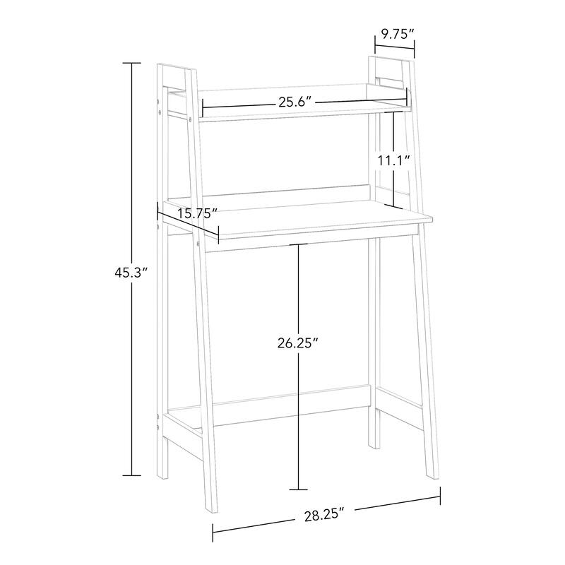 RiverRidge Kids Art Table Desk with Ladder Shelf and Open Storage Shelf for Playroom - White
