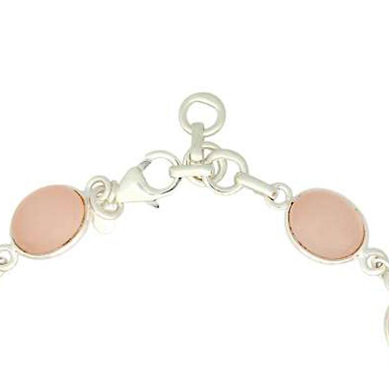 925 Sterling Silver Rose Agate Bracelet