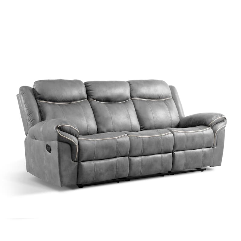 Verne Modern Leather Manual Reclining Sofa with Flip Down Cup Holders